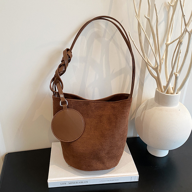 LunaSoft Suede Shoulder Bag Large Capacity Bucket Tote Purse For Women 5