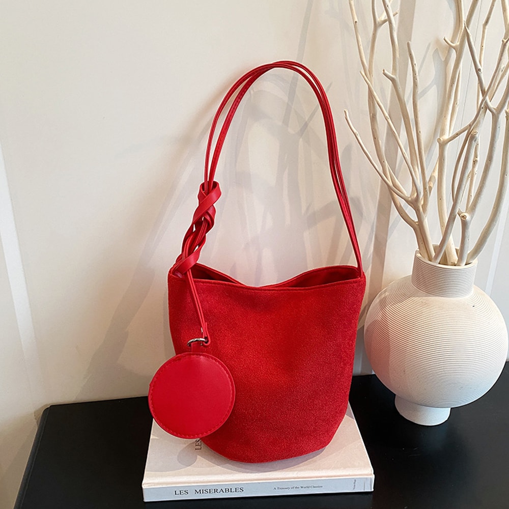 LunaSoft Suede Shoulder Bag Large Capacity Bucket Tote Purse For Women 6