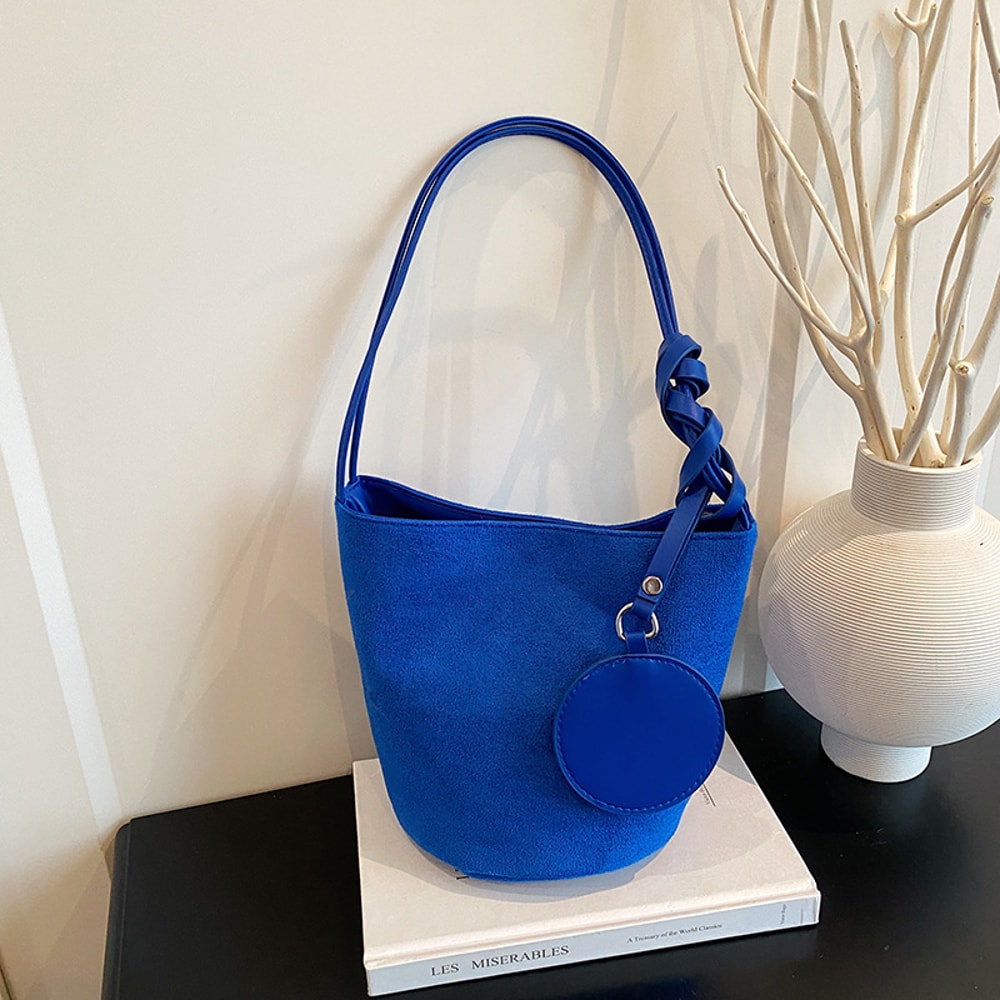 LunaSoft Suede Shoulder Bag Large Capacity Bucket Tote Purse For Women 9