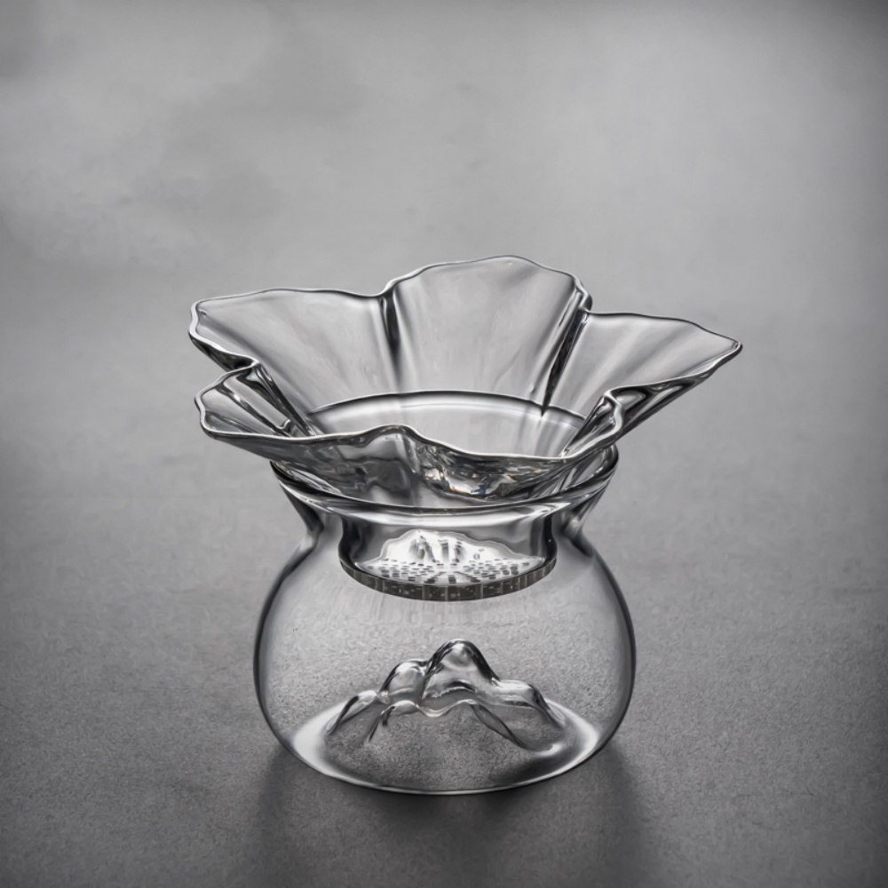 BloomGlass Tea Strainer for Loose Leaf Tea with Fine Mesh Filter & Drip Holder