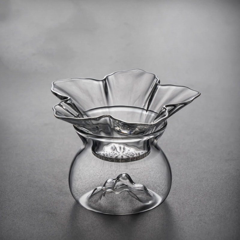 BloomGlass Tea Strainer for Loose Leaf Tea with Fine Mesh Filter & Drip Holder