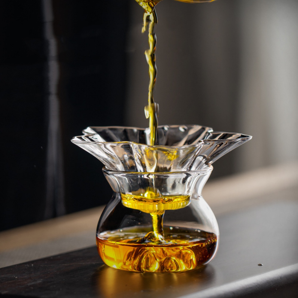 BloomGlass Tea Strainer for Loose Leaf Tea with Fine Mesh Filter & Drip Holder