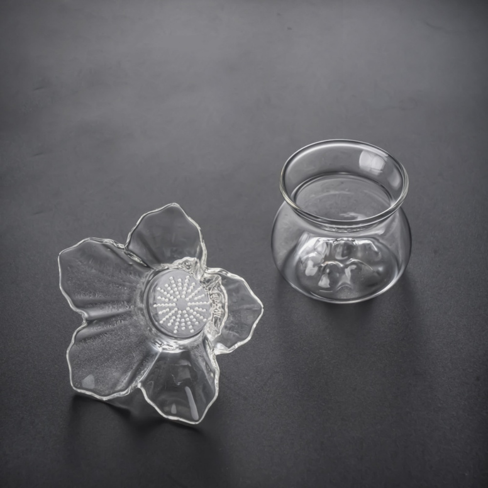 BloomGlass Tea Strainer for Loose Leaf Tea with Fine Mesh Filter & Drip Holder