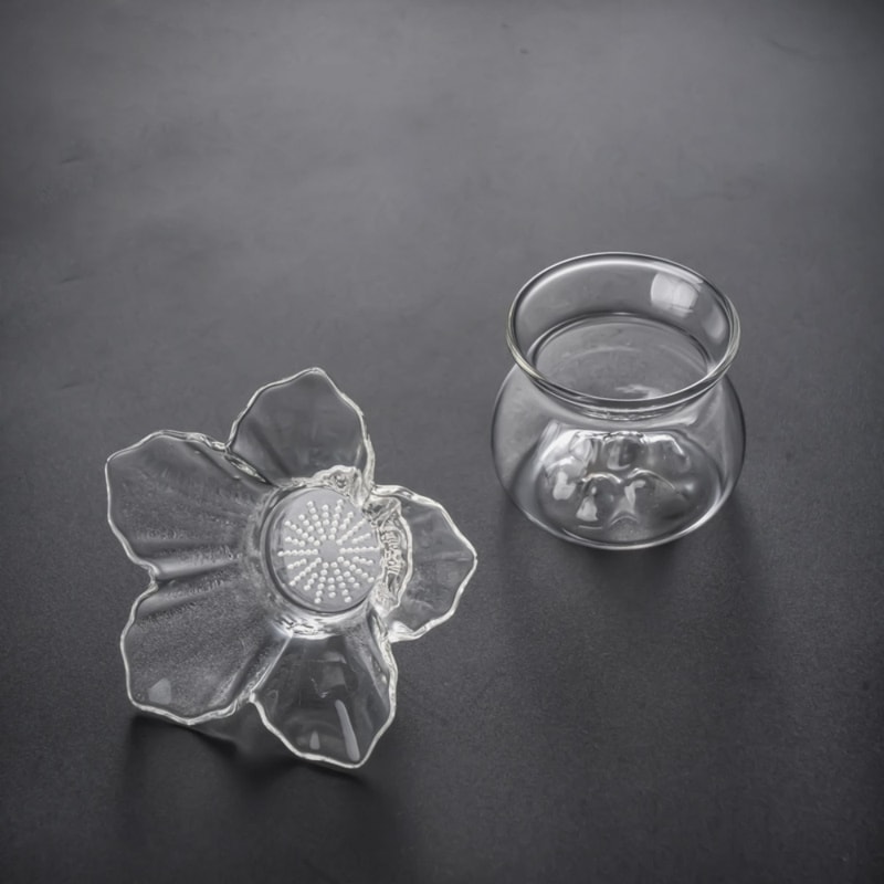 BloomGlass Tea Strainer for Loose Leaf Tea with Fine Mesh Filter & Drip Holder