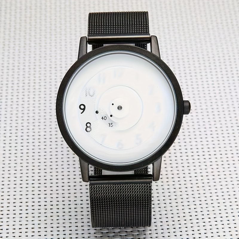 NovaEdge Minimalist Watch with Stainless Steel Band and Futuristic Pointerless Design