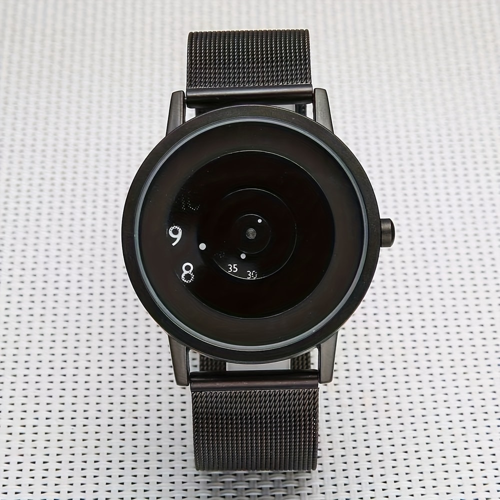 NovaEdge Minimalist Watch with Stainless Steel Band and Futuristic Pointerless Design