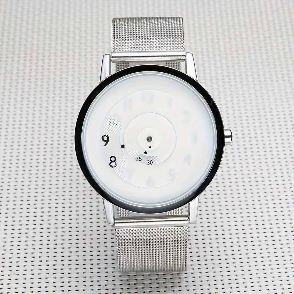 NovaEdge Minimalist Watch with Stainless Steel Band and Futuristic Pointerless Design