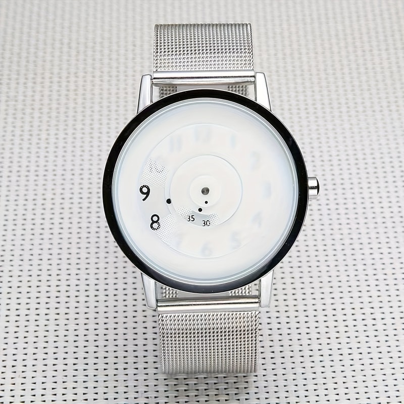 NovaEdge Minimalist Watch with Stainless Steel Band and Futuristic Pointerless Design