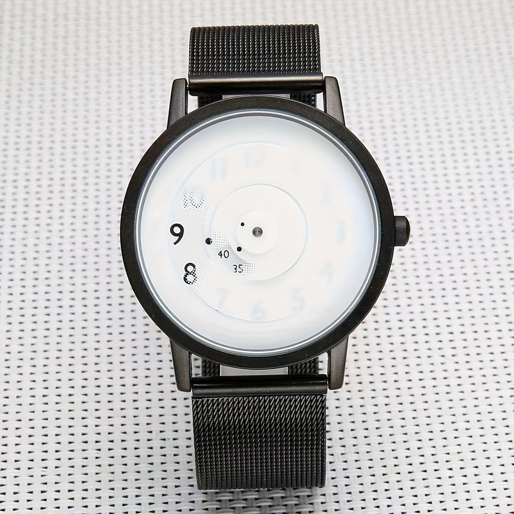 NovaEdge Minimalist Watch with Stainless Steel Band and Futuristic Pointerless Design