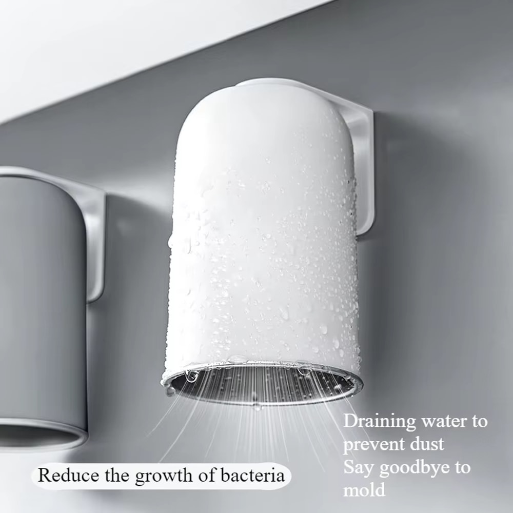 Magnetic Stainless Steel Toothbrush Cup Holder Set for Modern Bathroom Organization
