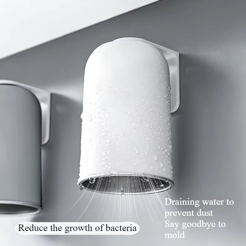 Magnetic Stainless Steel Toothbrush Cup Holder Set for Modern Bathroom Organization