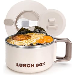 portable microwave ramen bowl with stainless steel insert and lid for easy noodle meals