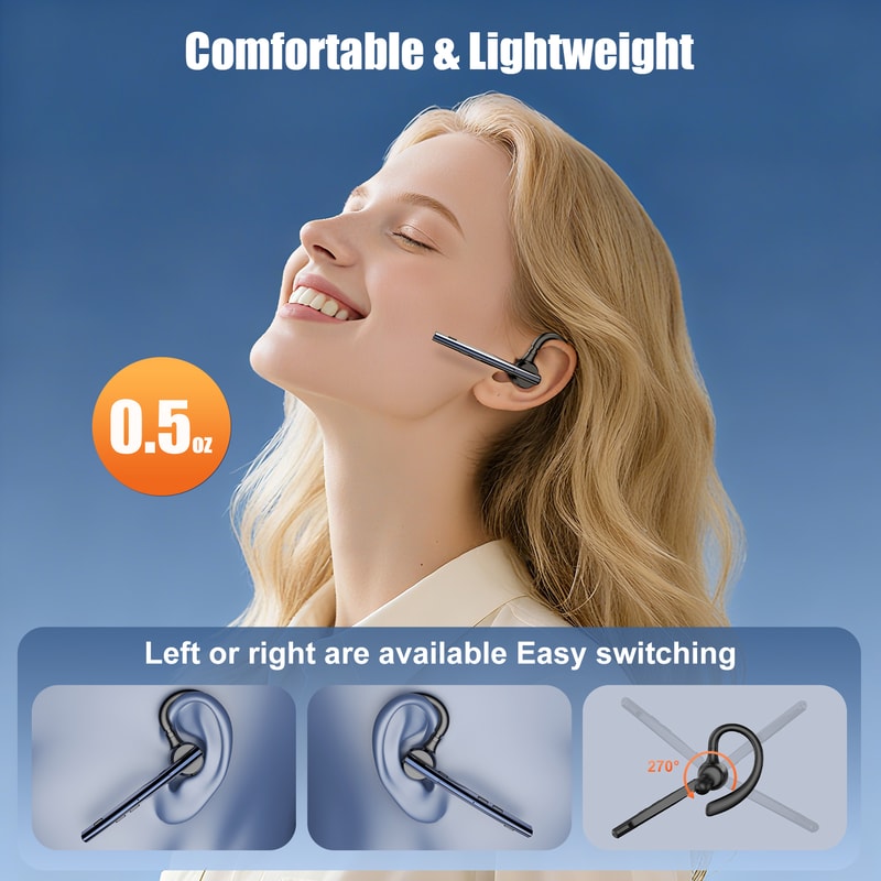 Bluetooth Noise Cancelling Driving Headset With Mic Mute Handsfree Earbud 1