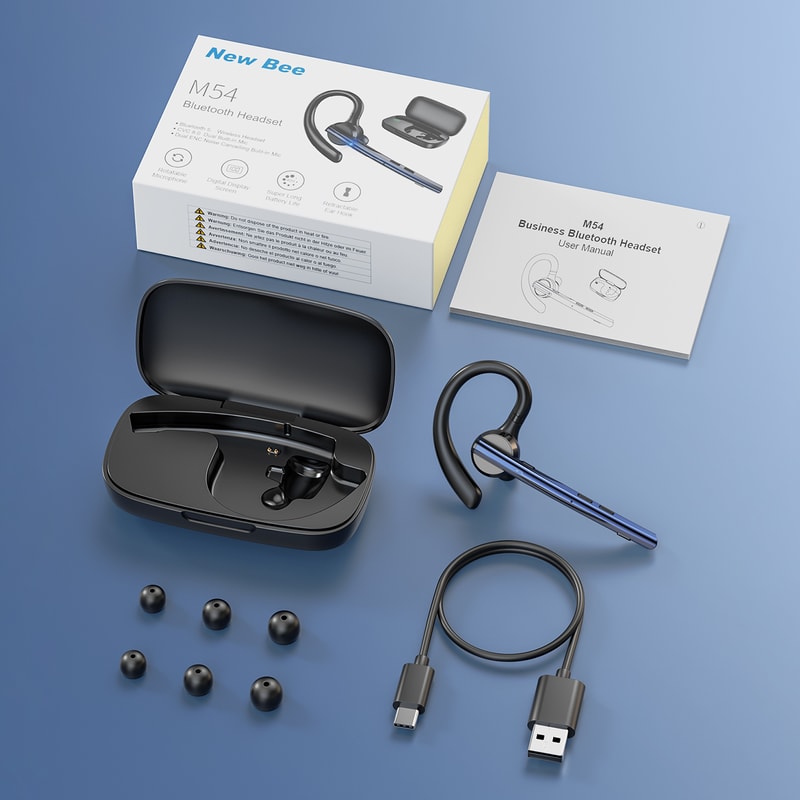 Bluetooth Noise Cancelling Driving Headset With Mic Mute Handsfree Earbud 4