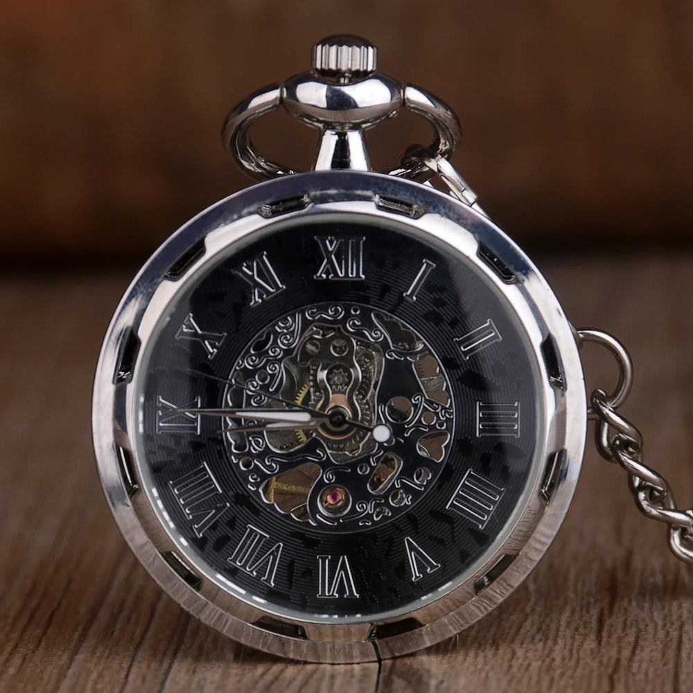 Vintage Skeleton Pocket Watch Mechanical Steampunk Timepiece for Men & Women
