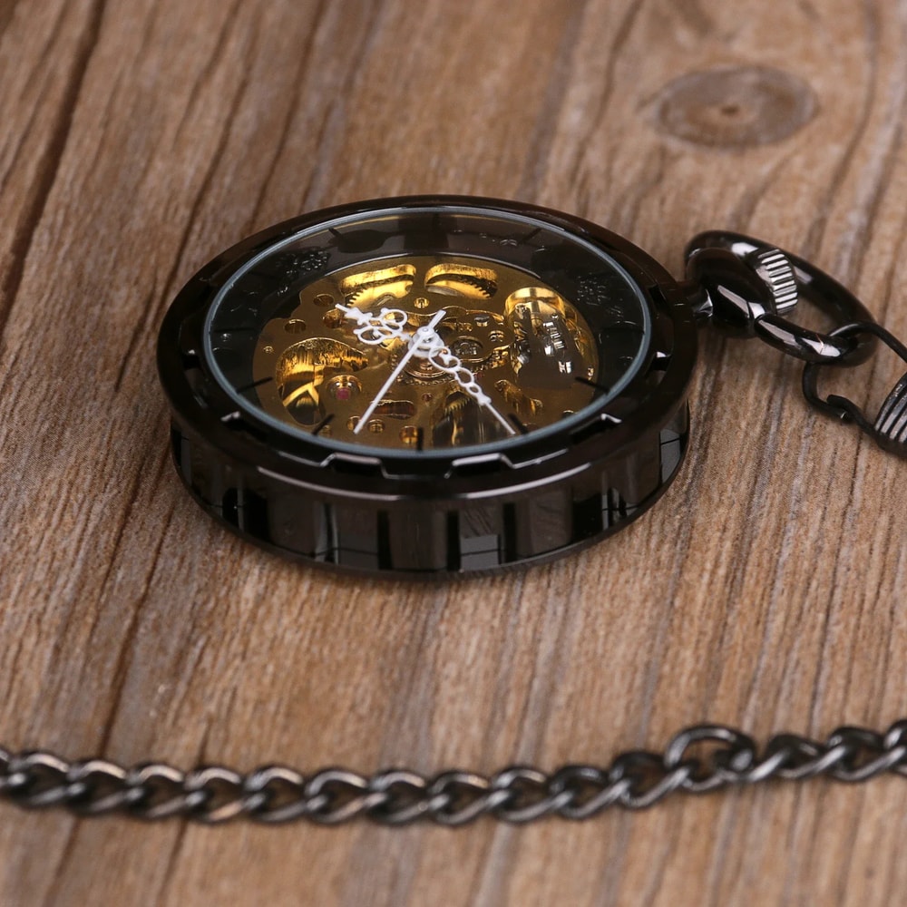 Vintage Skeleton Pocket Watch Mechanical Steampunk Timepiece for Men & Women