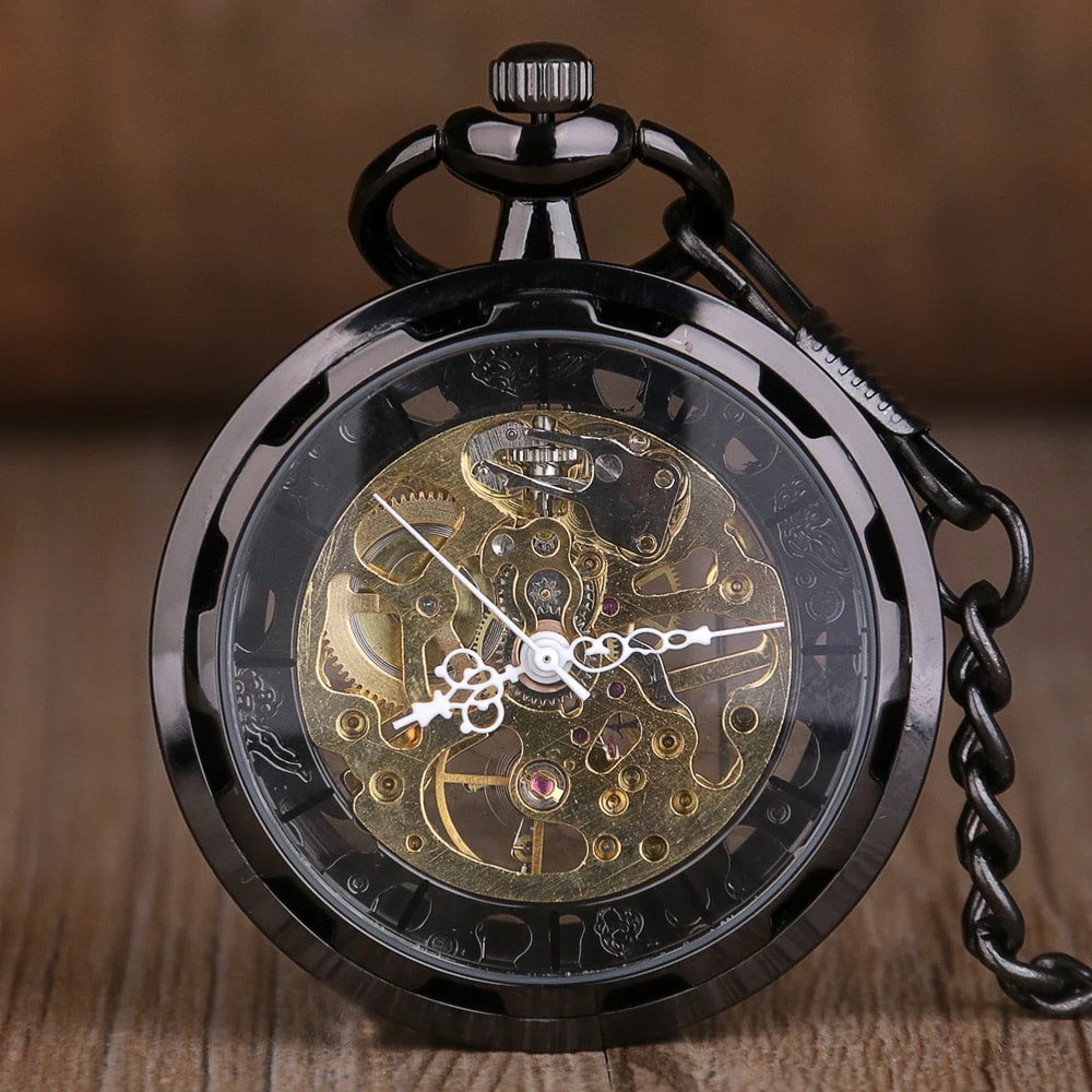 Vintage Skeleton Pocket Watch Mechanical Steampunk Timepiece for Men & Women