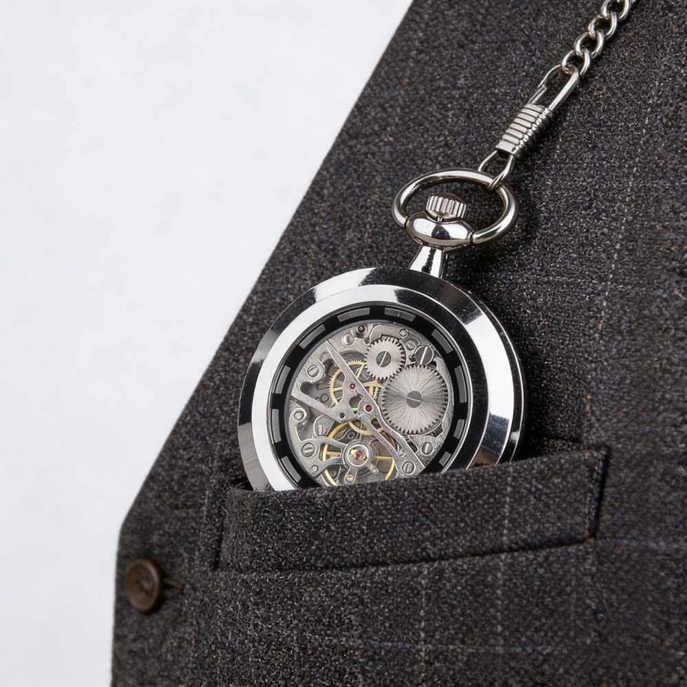Vintage Skeleton Pocket Watch Mechanical Steampunk Timepiece for Men & Women