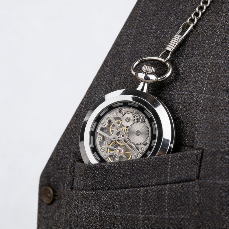 Vintage Skeleton Pocket Watch Mechanical Steampunk Timepiece for Men & Women