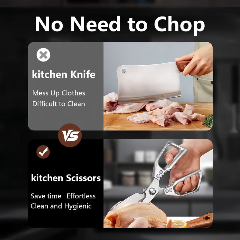 MultiGrip Stainless Steel Kitchen Shears For Meat Fish Vegetable Prep 4