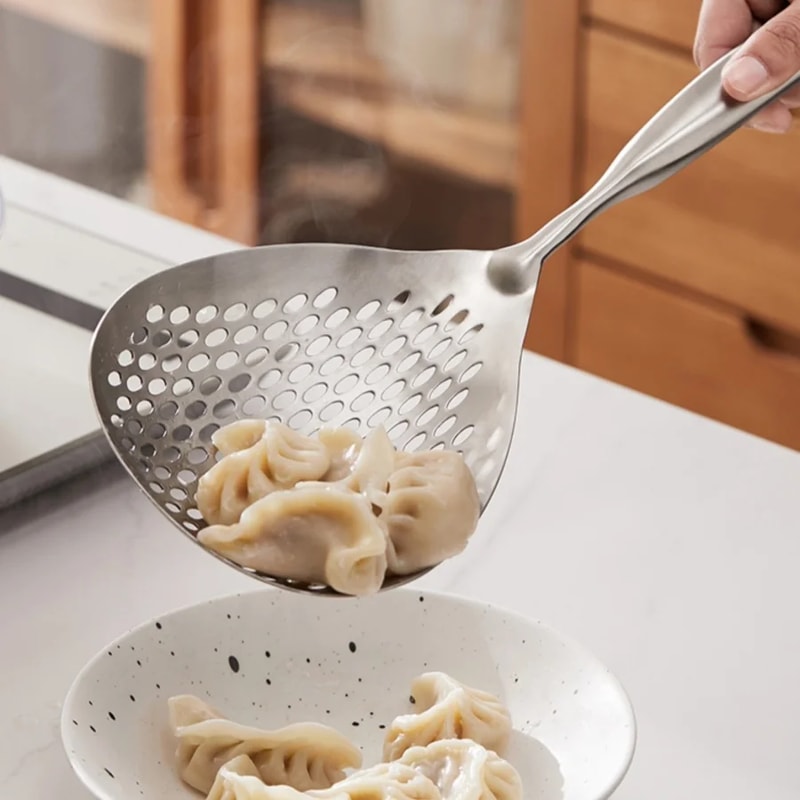 Heavy Duty Stainless Steel Skimmer Spoon for Frying, Draining & Everyday Cooking