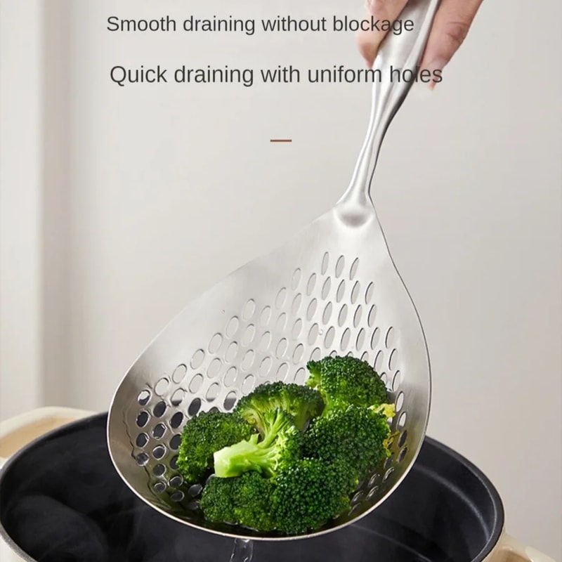 Heavy Duty Stainless Steel Skimmer Spoon for Frying, Draining & Everyday Cooking