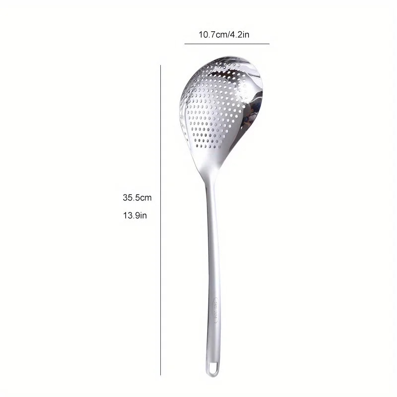 Heavy Duty Stainless Steel Skimmer Spoon for Frying, Draining & Everyday Cooking
