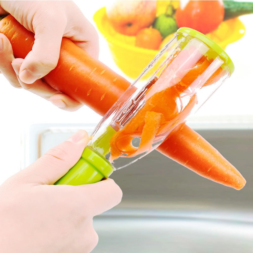 Smart Storage Vegetable Peeler with Stainless Steel Blade for Fruits & Kitchen Prep