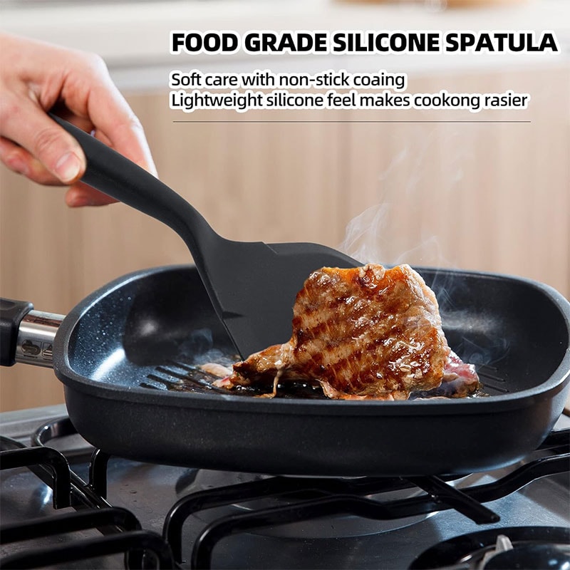 Flexible Silicone Spatula Turner For Pancakes Eggs Fish Non Stick Wide Kitchen Scraper 1