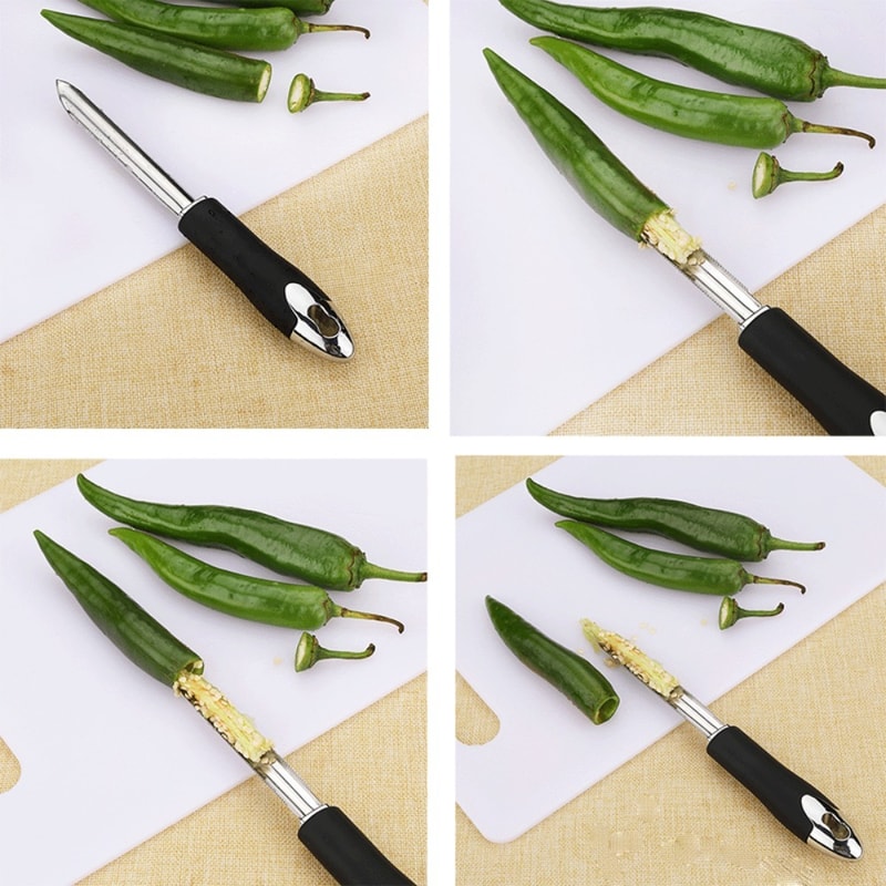 Stainless Steel Pepper Corer Tool For Jalapenos Chili Peppers Fruit Core Removal 5