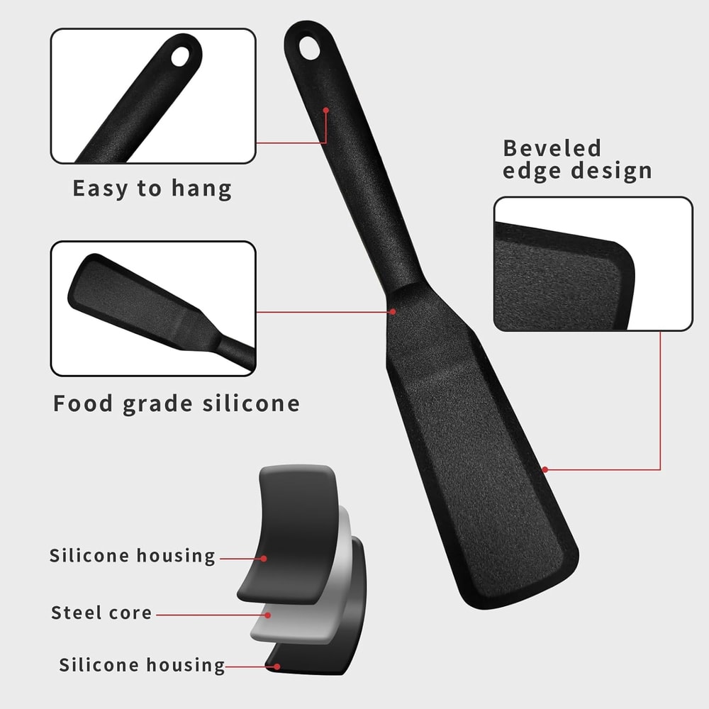 Ultra Thin Silicone Spatula for Nonstick Cookware Heat Resistant Pancake and Egg Turner