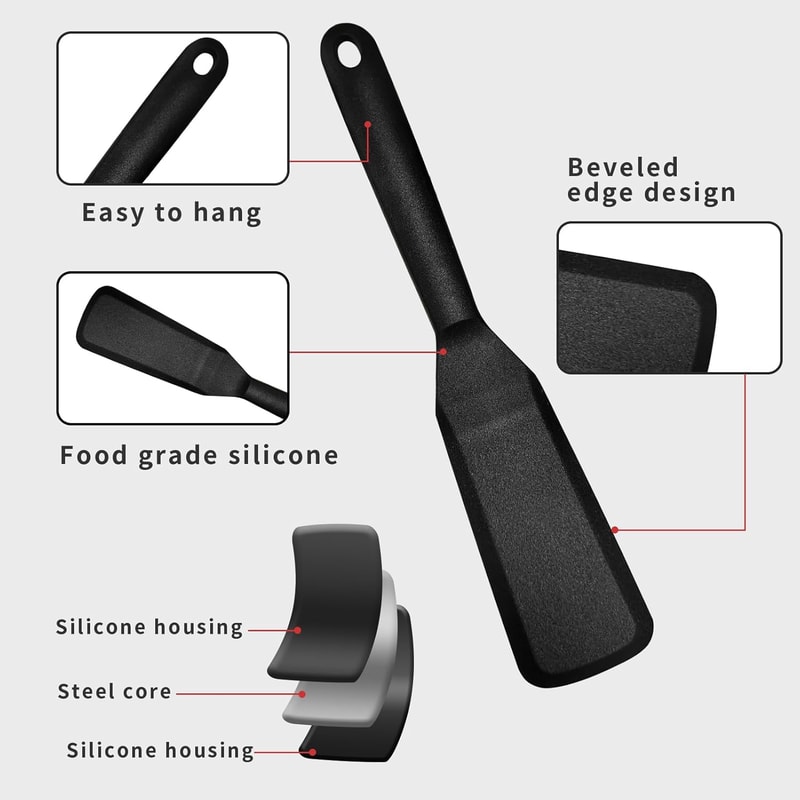 Ultra Thin Silicone Spatula for Nonstick Cookware Heat Resistant Pancake and Egg Turner