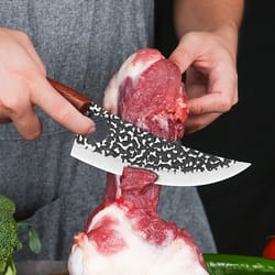 hand forged butcher chef knife for meat cutting, boning & vegetable prep