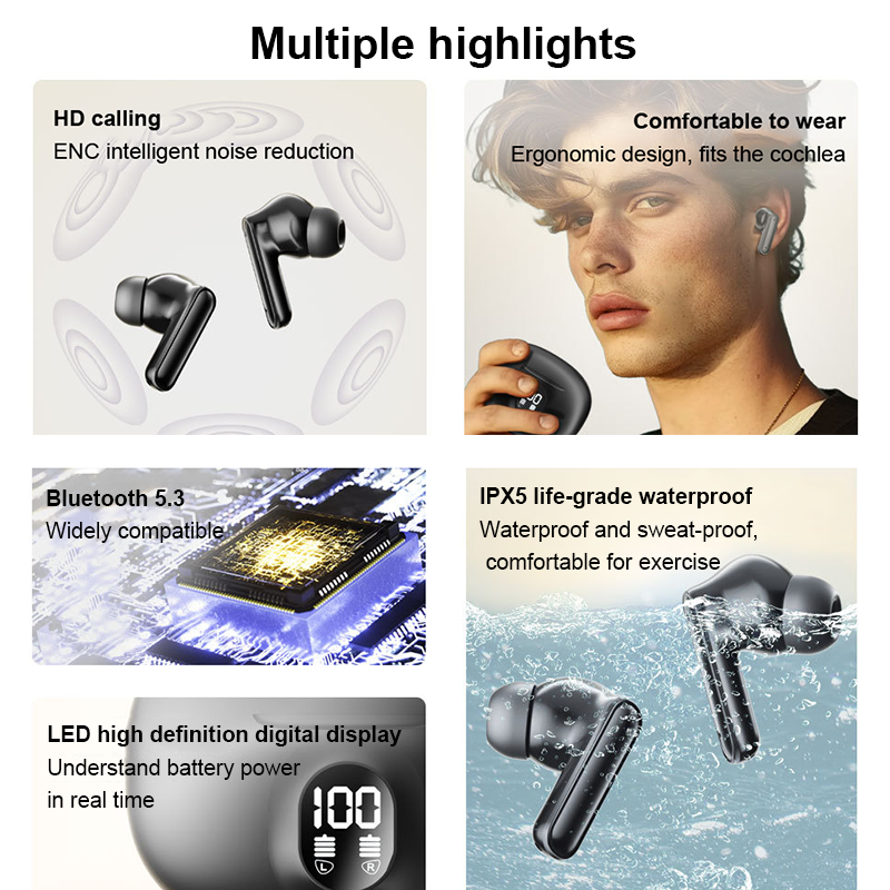 ENC Noise Cancelling Bluetooth Earbuds With HiFi Stereo And Wireless Calling 0