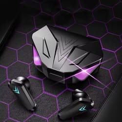 tws gaming earbuds bluetooth earphones with hifi stereo bass & noise-reducing mic