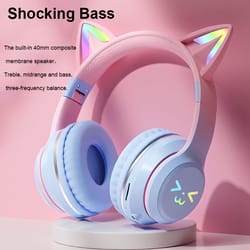 lumicat rgb bluetooth headphones for kids with led flashlight & cat ears