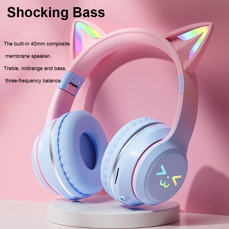 LumiCat RGB Bluetooth Headphones For Kids With LED Flashlight Cat Ears 0