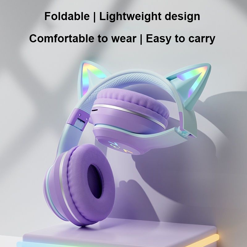 LumiCat RGB Bluetooth Headphones For Kids With LED Flashlight Cat Ears 3