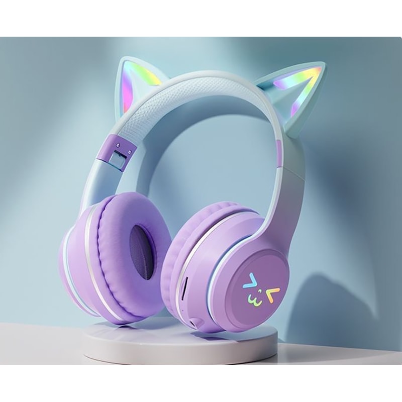 LumiCat RGB Bluetooth Headphones For Kids With LED Flashlight Cat Ears 6