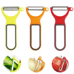 vegetable peeler set with julienne cutter and stainless steel swivel blades