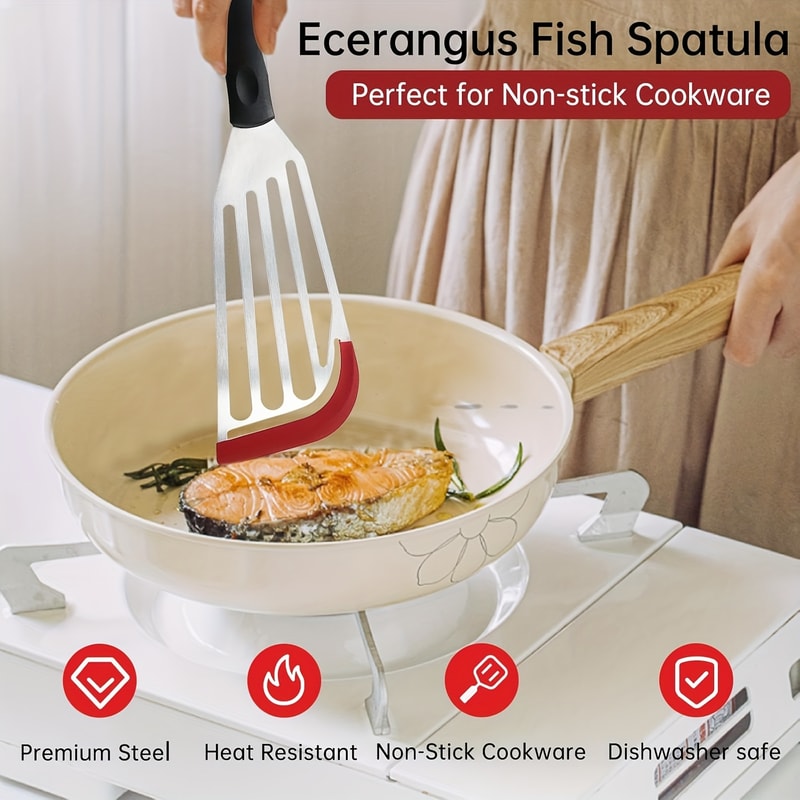 HeatShield Stainless Steel Fish Turner Spatula For Nonstick Cooking 2