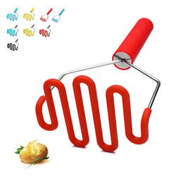silicone potato masher with stainless steel handle non scratch kitchen tool