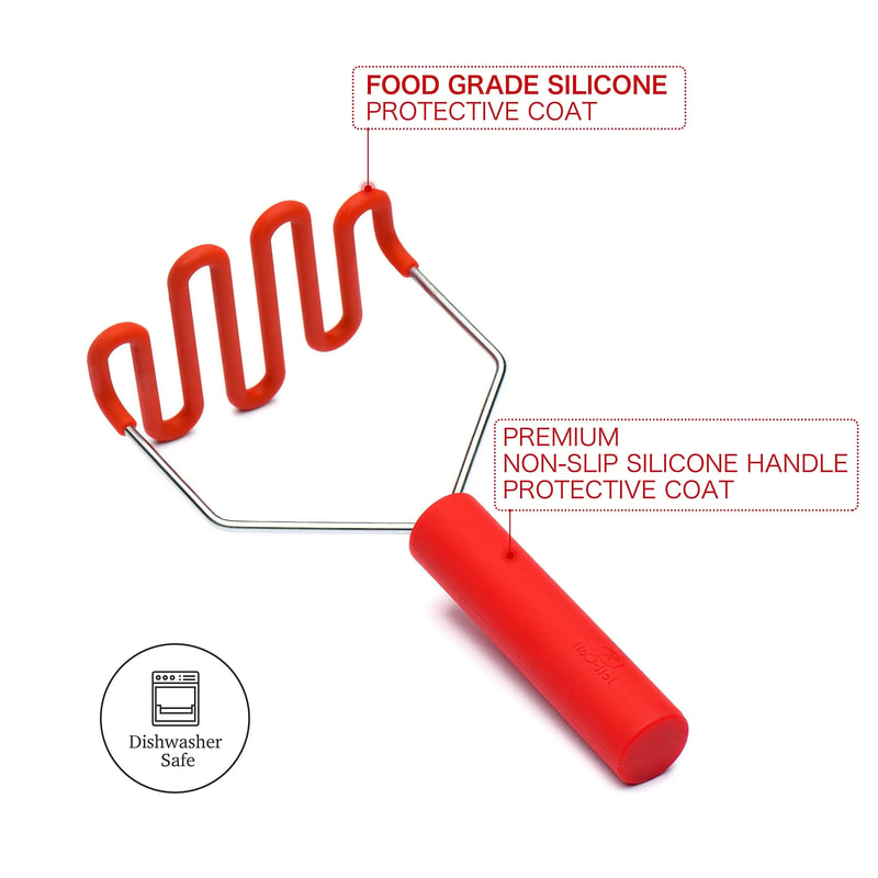 Silicone Potato Masher with Stainless Steel Handle Non Scratch Kitchen Tool