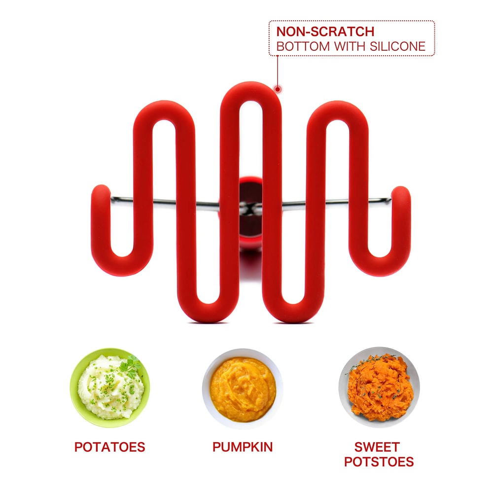 Silicone Potato Masher with Stainless Steel Handle Non Scratch Kitchen Tool