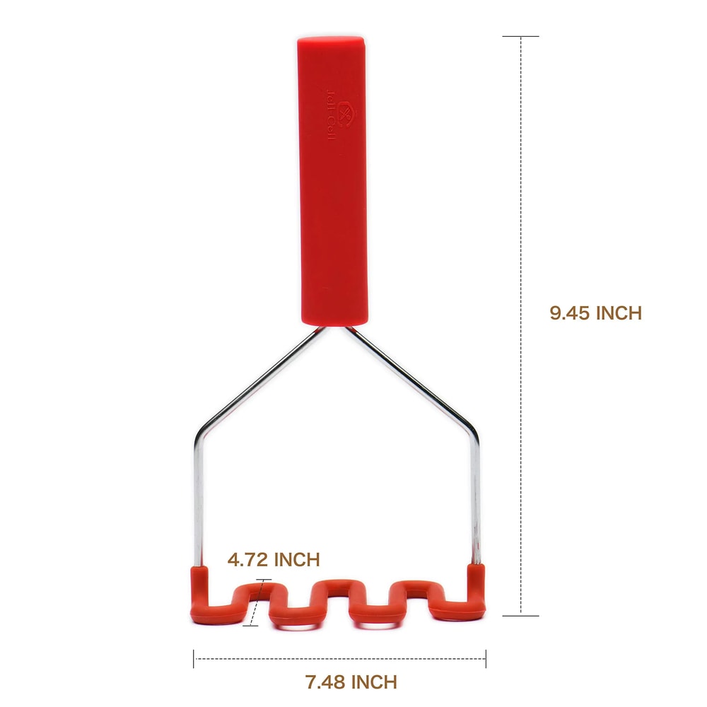 Silicone Potato Masher with Stainless Steel Handle Non Scratch Kitchen Tool