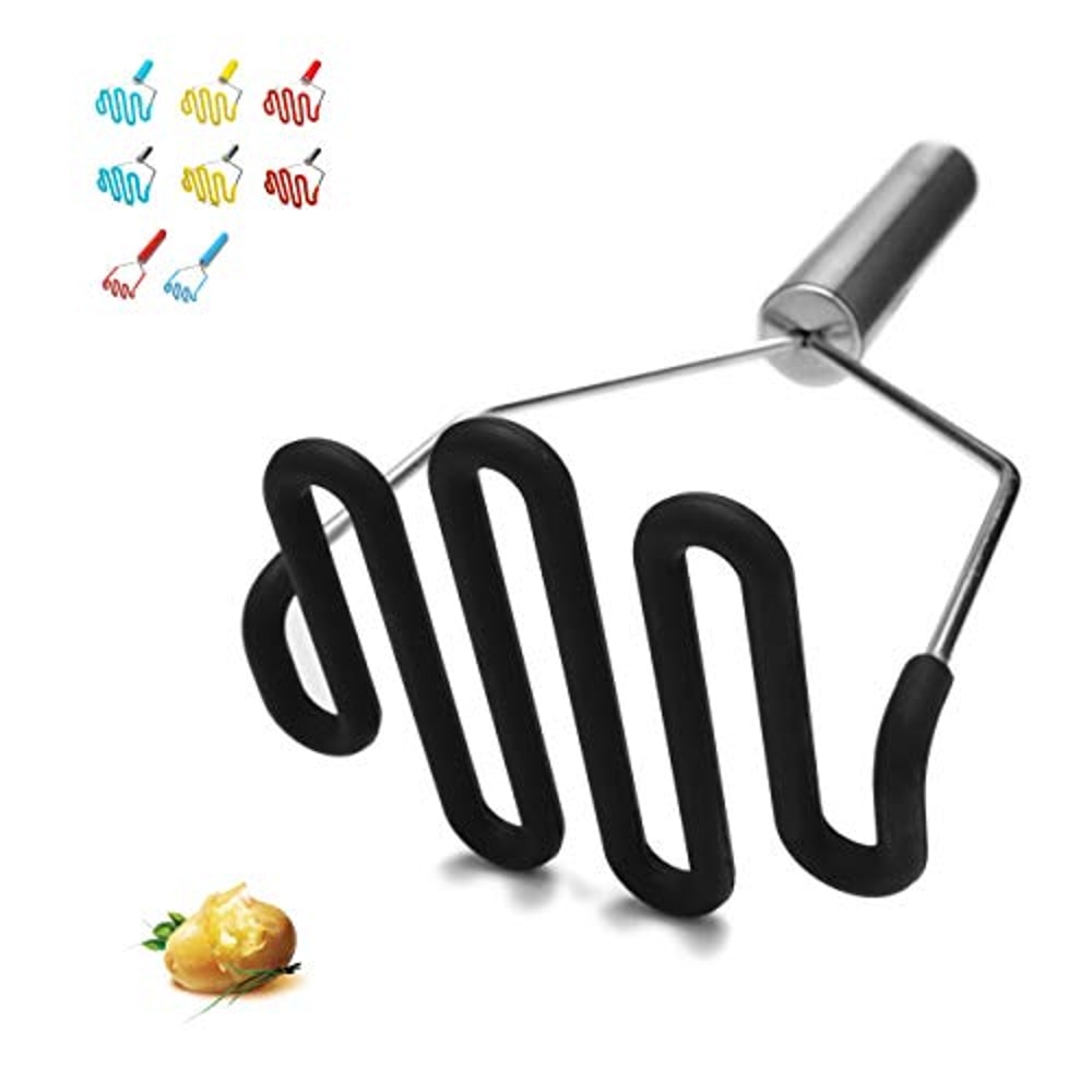 Silicone Potato Masher with Stainless Steel Handle Non Scratch Kitchen Tool