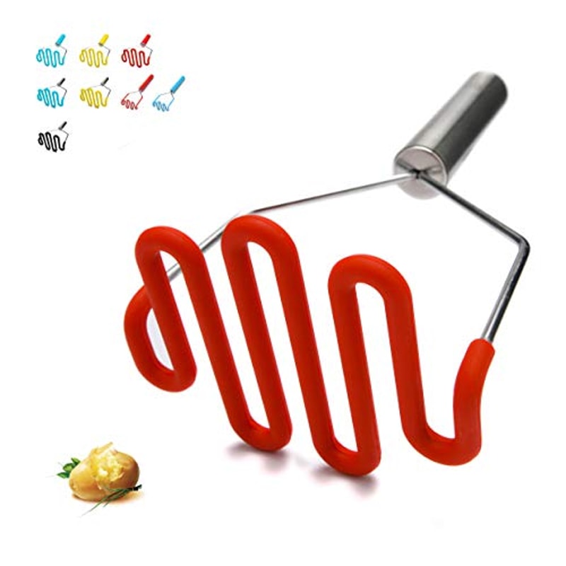 Silicone Potato Masher with Stainless Steel Handle Non Scratch Kitchen Tool