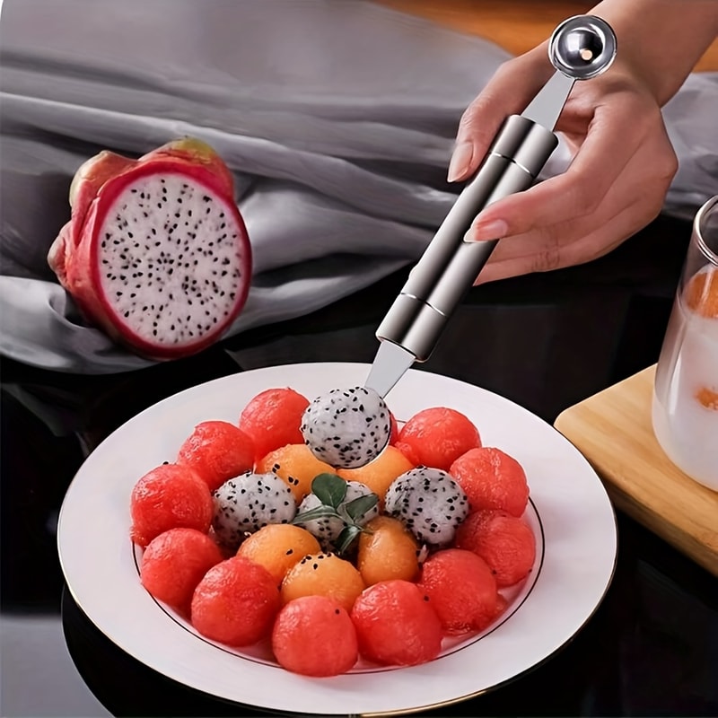 Dual-Ended Melon Baller & Fruit Carving Spoon Stainless Steel Kitchen Tool