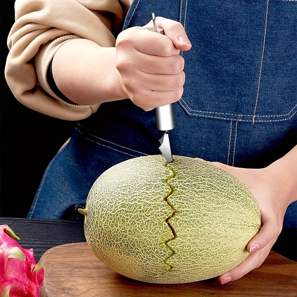 Dual-Ended Melon Baller & Fruit Carving Spoon Stainless Steel Kitchen Tool