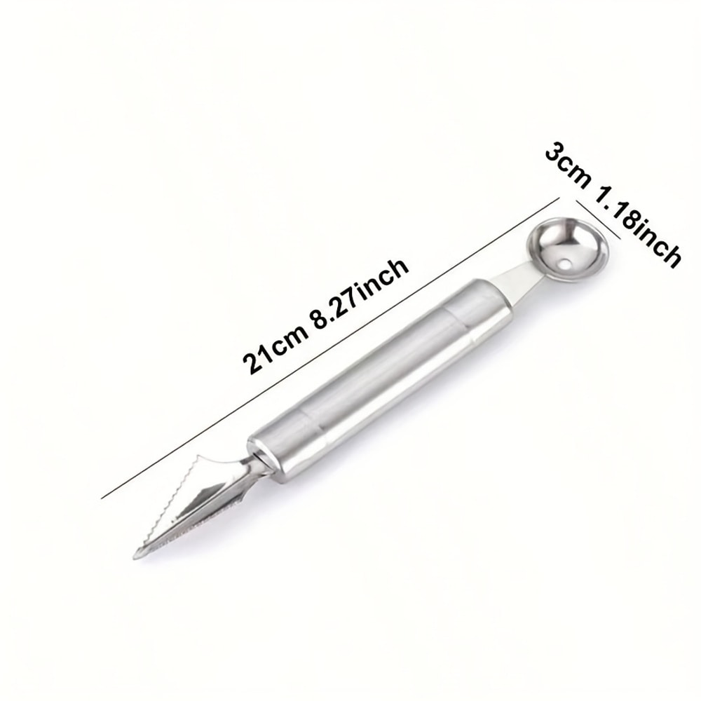 Dual-Ended Melon Baller & Fruit Carving Spoon Stainless Steel Kitchen Tool